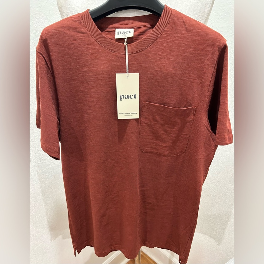 Pact Men’s Softspun Pocket Crew Tee – Organic Cotton Slub T-Shirt NWT Sz S